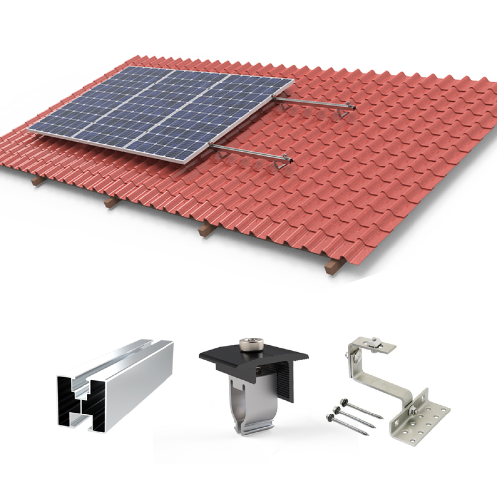 Preview: Ziegeldach (Pfanne) Montagset für 2 Solarmodule - JurSolRoof